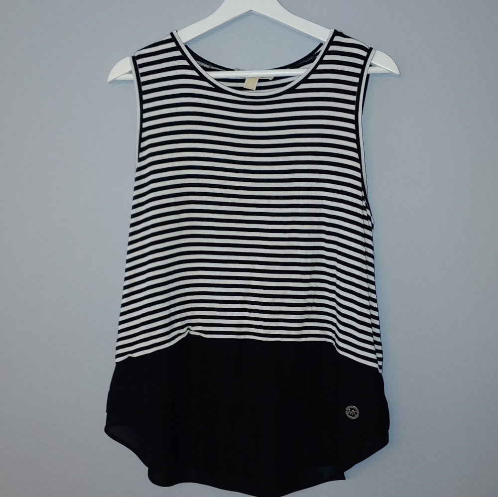 Michael Kors Black and White Stripe Tank